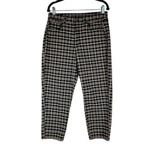 American Eagle Plaid Capri Pant sz 12 XSH Short Women Black Yellow 32x23 Stretch